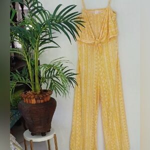 No Boundaries Sunlit Yellow Geometric Jumpsuit